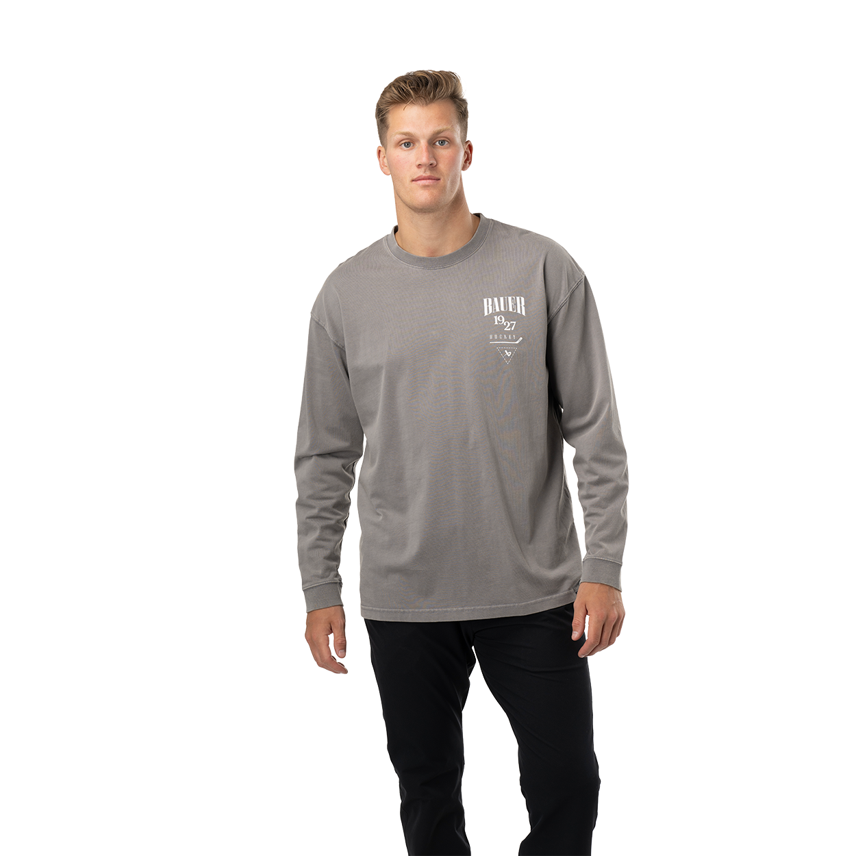 BAUER STACKED ACIDWASH LONGSLEEVE TEE SENIOR